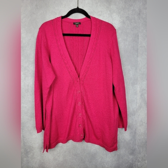Talbots Cotton hot Pink  Cardigan Women’s Size 2xP - Picture 1 of 13